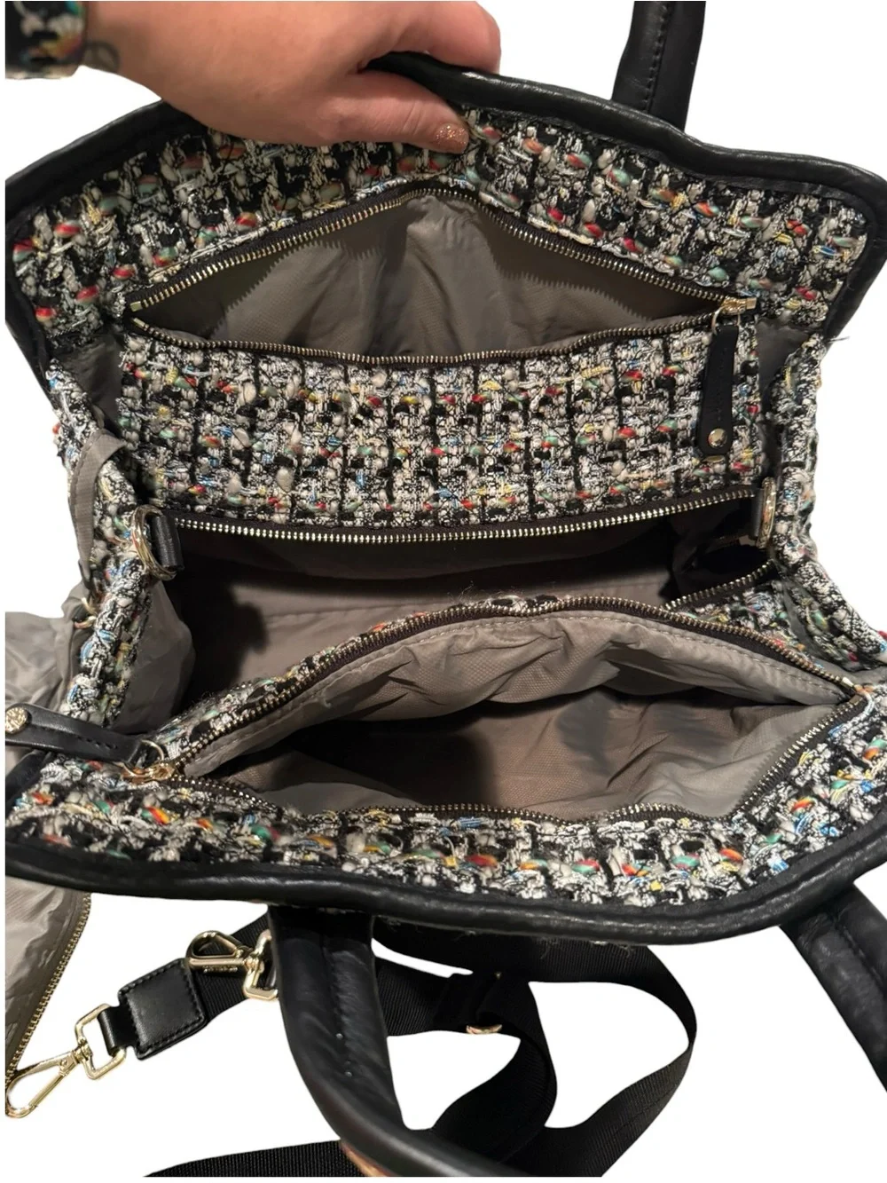 MZ Wallace Medium Bouclé Box Tote Multicolor Tweed Crossbody
